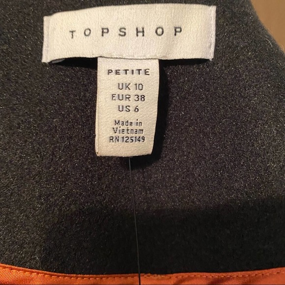 TOPSHOP COAT BLACK PETITE SIZE 6 - Picture 4 of 5